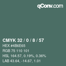 Color code: CMYK 32 / 0 / 8 / 57 | qconv.com