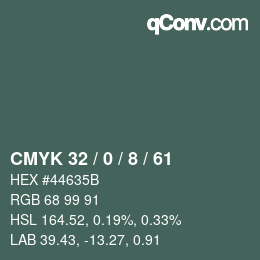 颜色代码: CMYK 32 / 0 / 8 / 61 | qconv.com