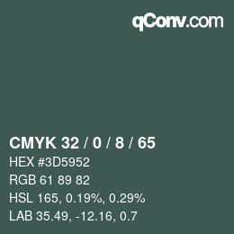 カラーコード: CMYK 32 / 0 / 8 / 65 | qconv.com