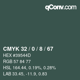 Color code: CMYK 32 / 0 / 8 / 67 | qconv.com