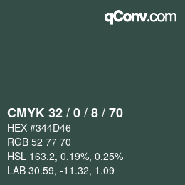颜色代码: CMYK 32 / 0 / 8 / 70 | qconv.com