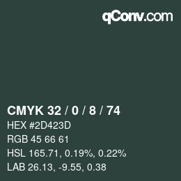 Color code: CMYK 32 / 0 / 8 / 74 | qconv.com