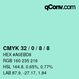 Color code: CMYK 32 / 0 / 8 / 8 | qconv.com