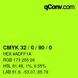 Color code: CMYK 32 / 0 / 90 / 0 | qconv.com