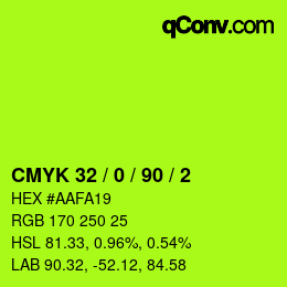 カラーコード: CMYK 32 / 0 / 90 / 2 | qconv.com