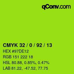 颜色代码: CMYK 32 / 0 / 92 / 13 | qconv.com