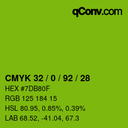 カラーコード: CMYK 32 / 0 / 92 / 28 | qconv.com