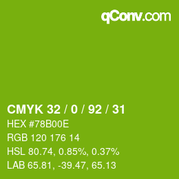 颜色代码: CMYK 32 / 0 / 92 / 31 | qconv.com
