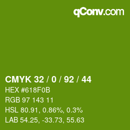 颜色代码: CMYK 32 / 0 / 92 / 44 | qconv.com