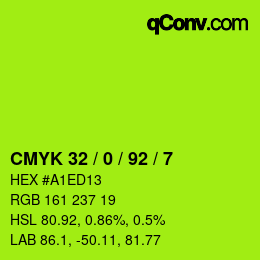 颜色代码: CMYK 32 / 0 / 92 / 7 | qconv.com