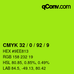 カラーコード: CMYK 32 / 0 / 92 / 9 | qconv.com