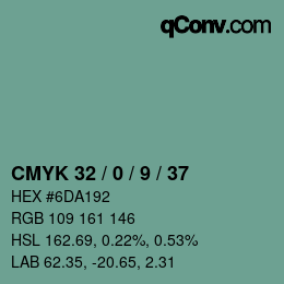 Color code: CMYK 32 / 0 / 9 / 37 | qconv.com