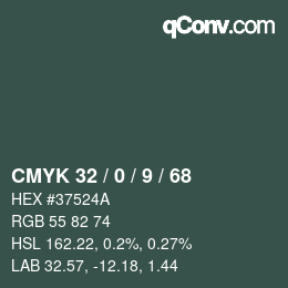 カラーコード: CMYK 32 / 0 / 9 / 68 | qconv.com