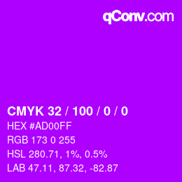 カラーコード: CMYK 32 / 100 / 0 / 0 | qconv.com