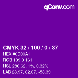 Color code: CMYK 32 / 100 / 0 / 37 | qconv.com