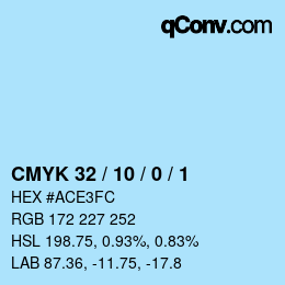 カラーコード: CMYK 32 / 10 / 0 / 1 | qconv.com