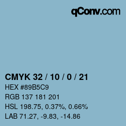 Color code: CMYK 32 / 10 / 0 / 21 | qconv.com