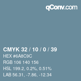 カラーコード: CMYK 32 / 10 / 0 / 39 | qconv.com