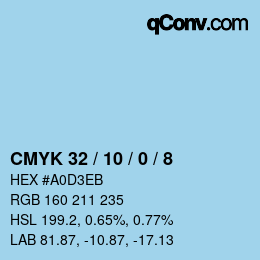 Code couleur: CMYK 32 / 10 / 0 / 8 | qconv.com