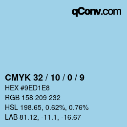 颜色代码: CMYK 32 / 10 / 0 / 9 | qconv.com