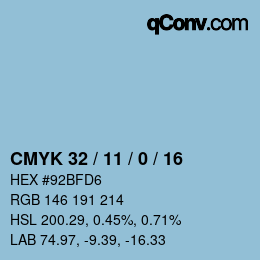 カラーコード: CMYK 32 / 11 / 0 / 16 | qconv.com