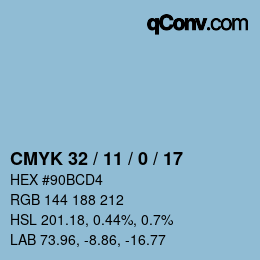 カラーコード: CMYK 32 / 11 / 0 / 17 | qconv.com