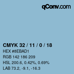 Color code: CMYK 32 / 11 / 0 / 18 | qconv.com