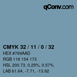 Color code: CMYK 32 / 11 / 0 / 32 | qconv.com