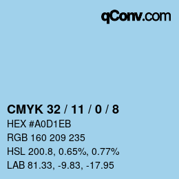 Color code: CMYK 32 / 11 / 0 / 8 | qconv.com