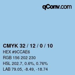 カラーコード: CMYK 32 / 12 / 0 / 10 | qconv.com