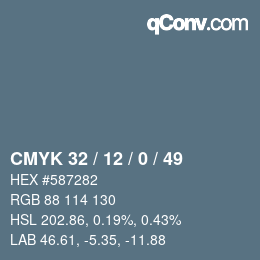 Código de color: CMYK 32 / 12 / 0 / 49 | qconv.com