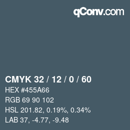 颜色代码: CMYK 32 / 12 / 0 / 60 | qconv.com