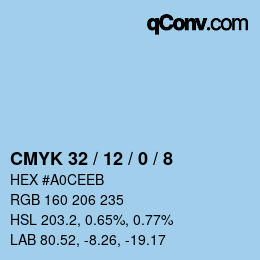 カラーコード: CMYK 32 / 12 / 0 / 8 | qconv.com