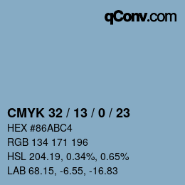 颜色代码: CMYK 32 / 13 / 0 / 23 | qconv.com