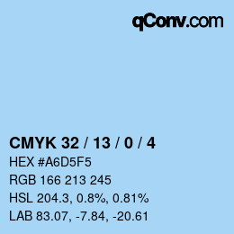 カラーコード: CMYK 32 / 13 / 0 / 4 | qconv.com