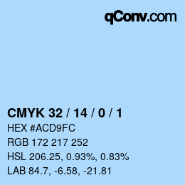 カラーコード: CMYK 32 / 14 / 0 / 1 | qconv.com