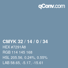 カラーコード: CMYK 32 / 14 / 0 / 34 | qconv.com