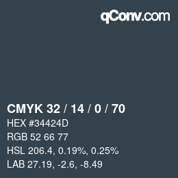 Farbcode: CMYK 32 / 14 / 0 / 70 | qconv.com