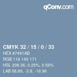 Color code: CMYK 32 / 15 / 0 / 33 | qconv.com