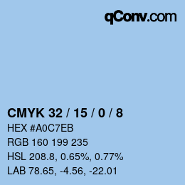 カラーコード: CMYK 32 / 15 / 0 / 8 | qconv.com