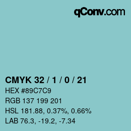 颜色代码: CMYK 32 / 1 / 0 / 21 | qconv.com