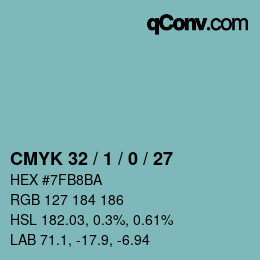 Color code: CMYK 32 / 1 / 0 / 27 | qconv.com