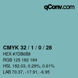Color code: CMYK 32 / 1 / 0 / 28 | qconv.com