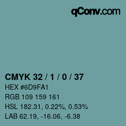 Color code: CMYK 32 / 1 / 0 / 37 | qconv.com