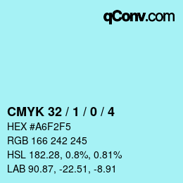 Color code: CMYK 32 / 1 / 0 / 4 | qconv.com