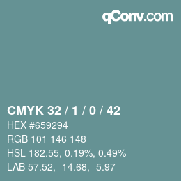 Color code: CMYK 32 / 1 / 0 / 42 | qconv.com