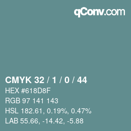 Color code: CMYK 32 / 1 / 0 / 44 | qconv.com