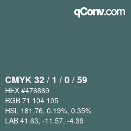 カラーコード: CMYK 32 / 1 / 0 / 59 | qconv.com