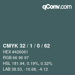 カラーコード: CMYK 32 / 1 / 0 / 62 | qconv.com