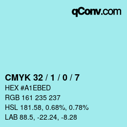 カラーコード: CMYK 32 / 1 / 0 / 7 | qconv.com